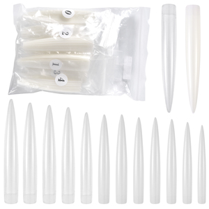 120 Uñas Postizas Stiletto Extra Largas por Bolsa, Transparentes, Naturales, de ABS, Cobertura Completa, Pre-diseñadas, Estilo Francés, para Manicura Profesional - Product Image 2