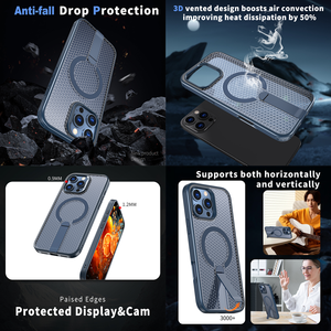 Coque de téléphone portable de refroidissement pour iPhone 17 16 Air 15 14 Plus 13 12 Pro Max béquille anneau magnétique couverture de téléphone portable de jeu de luxe - Product Image 3