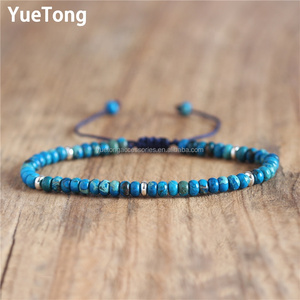 El yapımı 2x4mm Rondelle emperyal Jasper boncuk Dainty bilezik ayarlanabilir şifa enerji taş takı kadınlar için toptan - Product Image 6