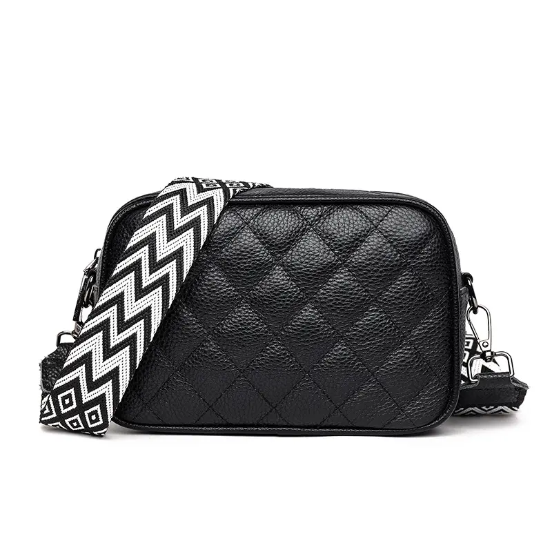 Genuine Leather Handbags Quilted Design Women Purses And Handbags 2023 Wholesale Shoulder Crossbody Bag with Adjustable Bag Str