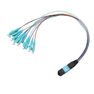 OM3 MTP MPO至LC分接跳线光纤电缆12芯光纤电缆电缆光纤
