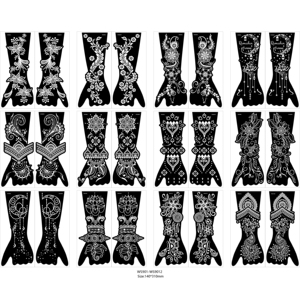 Plantilla de malla calada para tatuajes de henna, diseño para mano y brazo, personalizada, impermeable, temporal, para fiestas - Product Image 2