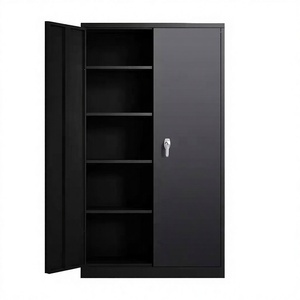 Modern Lockable <b>Metal</b> <b>Filing</b> <b>Cabinet</b> Glass Door Storage Cupboard 4 Shelf Organizer for Office Home Office Workshop - Product Image 4