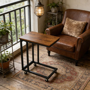 <span class=keywords><strong>Table</strong></span> d'appoint moderne de style nordique personnalisée, <span class=keywords><strong>plateau</strong></span> en bois, <span class=keywords><strong>table</strong></span> à roulettes en métal pour salon et chambre à coucher - Product Image 4