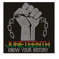 Hot-Fix Technique Juneteenth Black History Iron-On Rhinestone Motif Bling Crystal Transfer