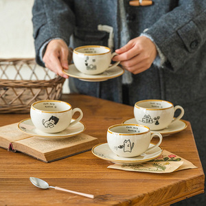 Japanese Style Cat Illustration Coffee <b>Cup</b> <b>Set</b> Cartoon Tea <b>Cup</b> and Saucer Ceramic Latte <b>Cup</b> <b>Set</b> - Product Image 6
