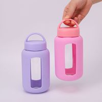 Bouteille d'eau de motivation 800ml en verre borosilicate avec marqueur de temps Couvercle en silicone pour gobelet de sport pour boisson glacée Gym