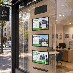 Pantalla LCD para ventana de agente inmobiliario, para oficina de ventas de propiedades, pantalla LCD de alto brillo de 3x21.5 pulgadas para oficina de ventas de propiedades - Product Image 1