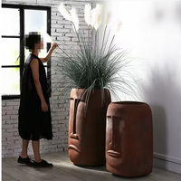 Pot Bunga Hias Kepala Besar Gaya Nordik Modern, Pot Tanaman Fiberglass Besar untuk Dekorasi Taman, Indoor & Outdoor