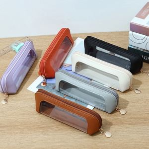 Durable Pen Storage <b>Bag</b> PU Leather Transparent Zipper Pencil Case with UV Printing Zipper <b>Bag</b> for <b>School</b> and Office Use - Product Image 1