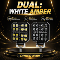 Phare de travail carré LED 4 pouces à 16 perles, bicolore blanc et ambre, pour SUV et camion tout-terrain