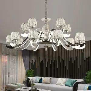 Intérieur Maison Hôtel Chrome Led Cristal Lustres De Luxe Luminaire Suspendu