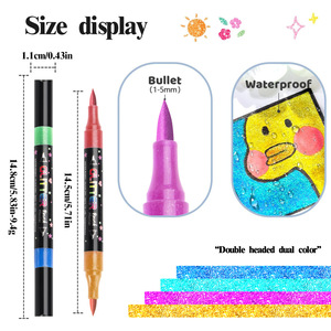 Pennarello glitterato bicolore perlato per bambini e studenti, evidenziatore per disegni e <span class=keywords><strong>scritte</strong></span> a mano, origine non specificata - Product Image 4