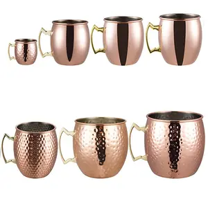 304 stainless steel custom logo moscow mule copper mugs Multiple styles of coffee cocktail cups with handles