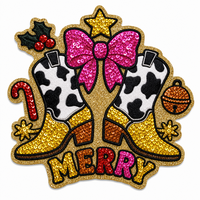 Patchs Cowboy thermocollants personnalisés en gros, broderie Howdy Noël grande taille à paillettes et sequins pour vêtements, chemises en jean, ceintures, bottes