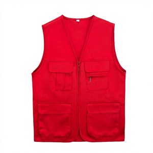 Vêtement de travail, gilet à col en V multi-poches avec fermeture éclair, vêtements de photographie, gilet de bénévole, logo personnalisé, gilet en <span class=keywords><strong>toile</strong></span> 100% coton - Product Image 5