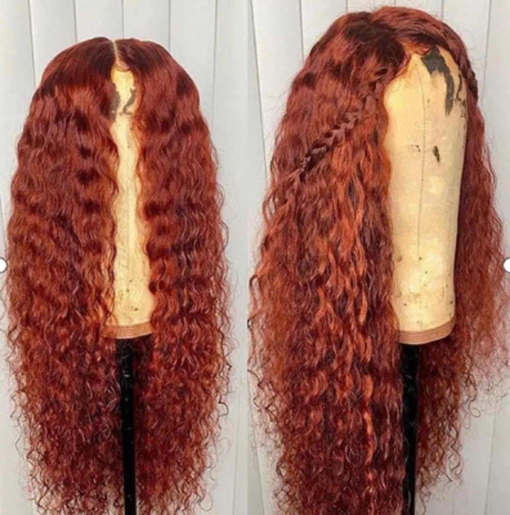 Orange Ginger Wig Curly Hair Part Colored Hair Wigs 60cm Middle point corn perm long curly hair wig