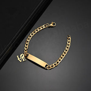 Nouvel Arrivage Bracelet Femme en Acier Inoxydable, Chaîne Noire avec Plaque d'Identification, Gravure Personnalisée du Logo, Style Massif - Product Image 3