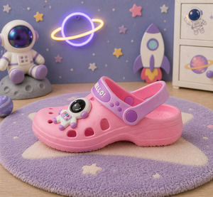 Sandali piatti da donna rosa con design gatto cartone animato, scarpe estive slip-on in PVC con punta tonda e intersuola in EVA, senza talloniera - Product Image 2