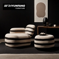 Ensemble de canapé en tissu rayé haut de gamme avec chaises à une place Convient aux canapés de style salon et aux balcons de loisirs