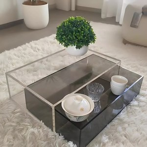 صندوق تخزين أكريليك لعرض طقم الشاي والمجوهرات، صينية مكتبية مربعة راقية وملونة، بيع مباشر من المصنع - Product Image 1