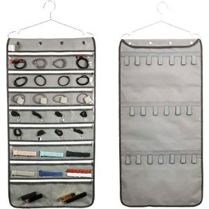 Porte-bijoux suspendu à fermeture éclair de grande capacité avec 80 poches, sac de rangement transparent pour économiser de l'espace, pour l'affichage des accessoires de bijouterie - Product Image 1