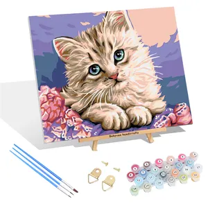 Fabrika doğrudan satış Diy dijital yağlıboya oturma odası için hayvan dekoratif boyama asılı boyama Pet kedi