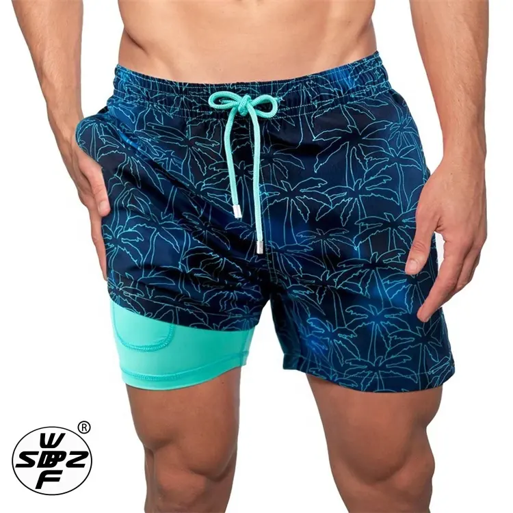 Shorts de surf masculino de secagem rápida, roupa de banho personalizada com logotipo, calção de banho para homens