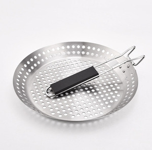 Poêle à griller ronde en bois creux pour barbecue extérieur, idéale pour les légumes et la viande, portable - Product Image 3
