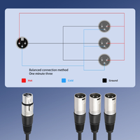 Adaptateur XLR femelle vers 3 XLR mâle 2 pieds Câble audio pour microphone répartiteur XLR 3 en 1