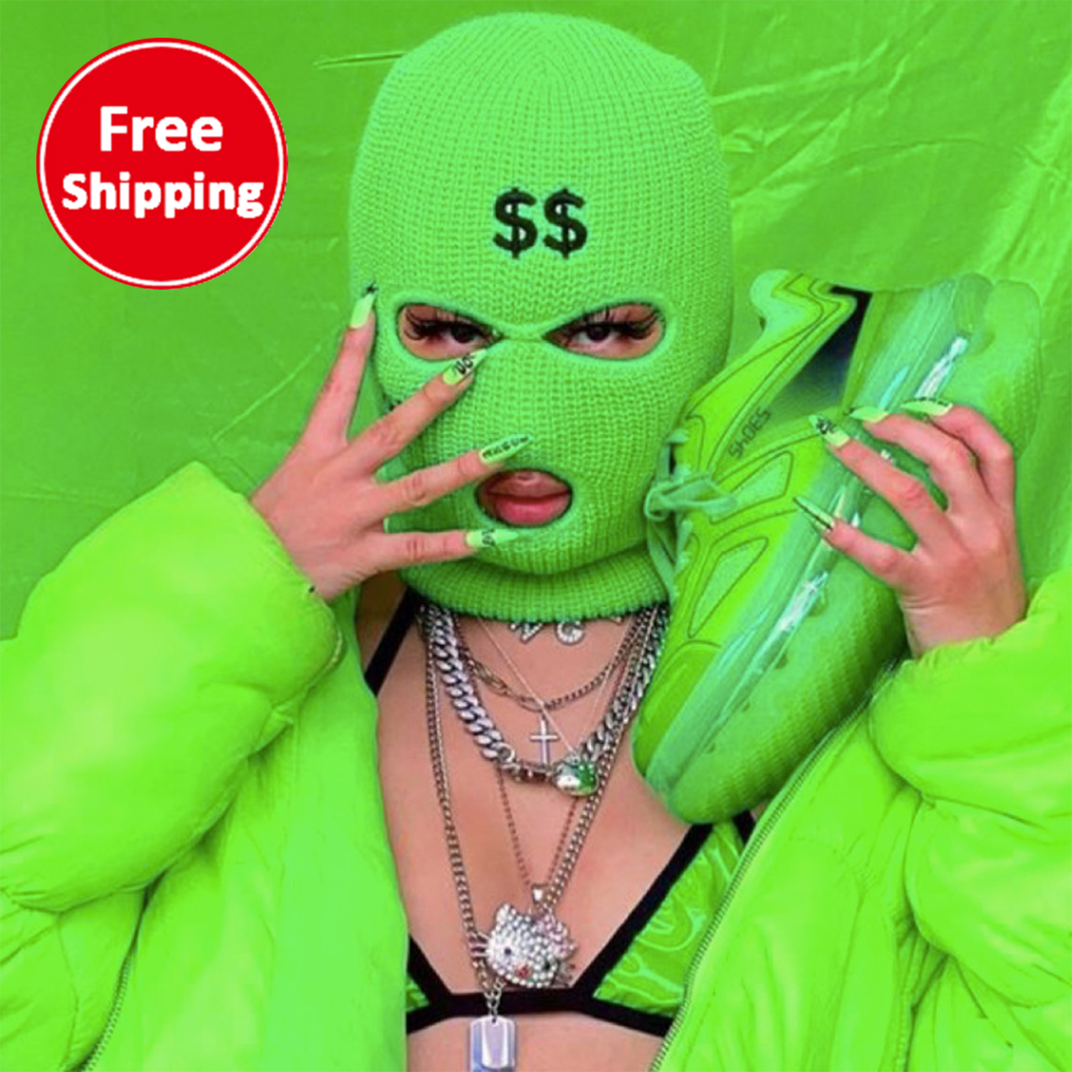 Оптовая продажа уход за кожей лица крышка зимняя вязаная Рэперы Bandit вязаный женский неоновый Балаклава, модный костюм из трех 3 отверстия Skully шляпа Лыжная маска для лица