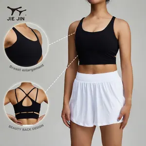 JIEJIN High Quality Active Wear Fixed Cup Open Back Quick-Dry Compression Outdoor Yoga Sport Bra