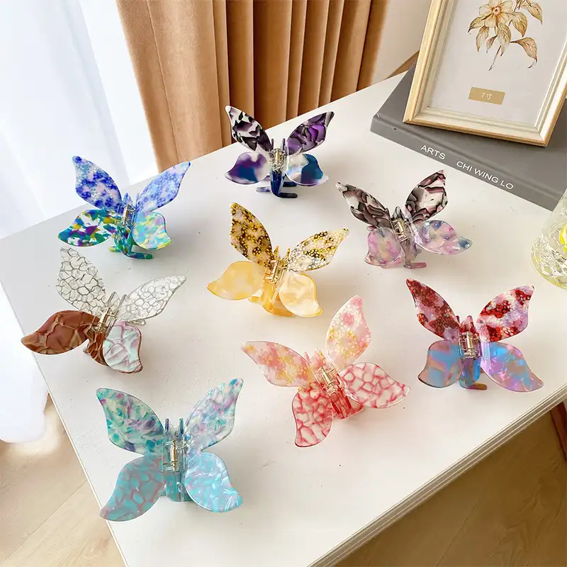 big size 11,5cm Girl Plastic Butterfly Tortoiseshell Small Cute Cellulose Acetate Mini Hairpin Claw Clip Hair Claws