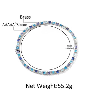 Spring Clasp Shining Zircon Necklace, Fashionable Blue-Purple Gemstone Collarbone <b>Chain</b>, Unisex - Product Image 6