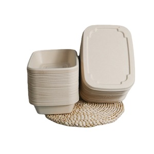 Emballage alimentaire plateau plateau bol de stockage rapide boîte à Bagasse jetable boîte à Bagasse de canne à sucre boîte à Lunch avec couvercle - Product Image 3