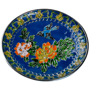 แผ่นรองแก้วชาเคลือบโลหะทรงกลม ยี่ห้อ Cloisonn อุปกรณ์เสริมสำหรับพิธีชงชา สำหรับชุดน้ำชายามบ่าย แผ่นรองกันความร้อน - Product Image 5