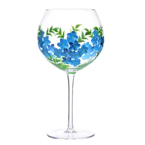 21 oz Luxury Big Hand Painted White Red Wine Glasses Cup Flower Design Drinking Glasses Drinkware Glass Gifts For Women Her