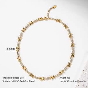 YF6481 Ensemble de bijoux tendance en acier inoxydable étanche, plaqué or 18 carats, avec zircon, collier et bracelet anti-ternissement - Product Image 3