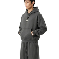 Vente en gros de sweats à capuche oversize unis en coton épais pour hommes, style streetwear, avec logo personnalisé et épaules tombantes TKAN8167