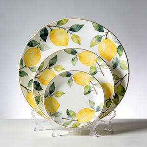 Personnalisable Plat Peu Profond En Porcelaine Plats De Dîner Écologique En Céramique Citron Design Assiettes En Vrac pour La Cuisine Pour <span class=keywords><strong>Dessert</strong></span> Chaud - Product Image 1