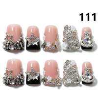 Faux Ongles Press-On Faits Main 606-610 Couleurs Fleurs Canard, 10 Pièces, Styles de Design Uniques pour Doigts