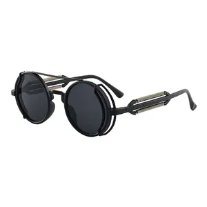 New Product Steampunk Sunglasses Retro Men's Brand Designer Round Punk Glasses Gothic Style Ladies UV400 Sunglasses