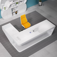 CEO Boss en forme de L avec tiroir, gestionnaire de mobilier de bureau de luxe blanc, bureau de direction moderne de haute technologie