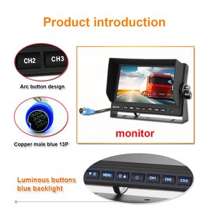 Màn Hình HD 7 Inch 1080P Chống Nước, Hệ Thống <span class=keywords><strong>Camera</strong></span> An Ninh Cho Xe Hơi Xe Tải, Xe Buýt - Product Image 3