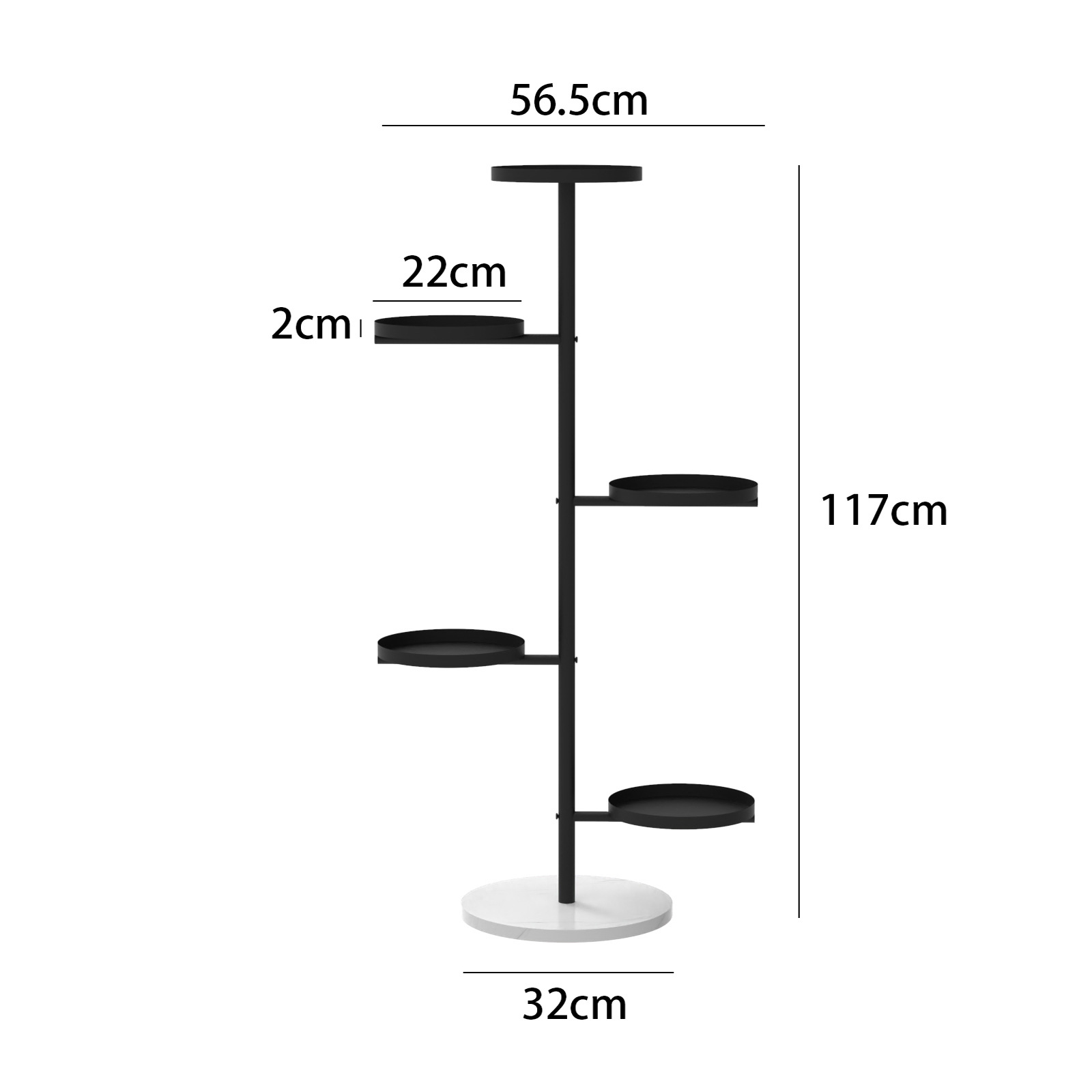Black five layer shelf