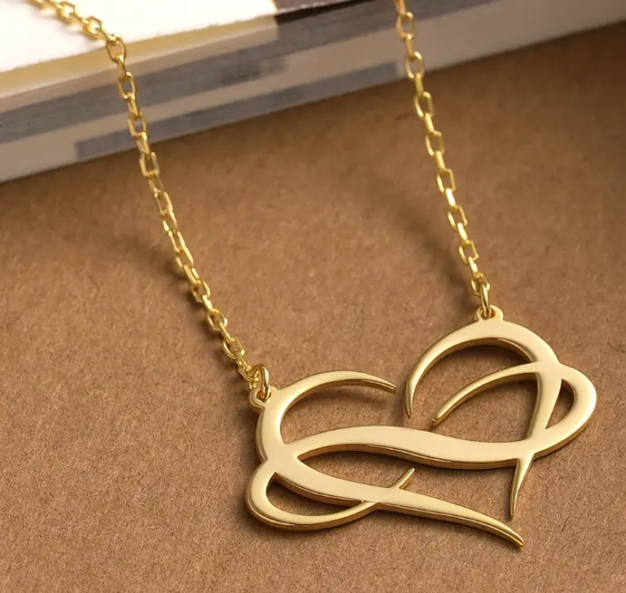 Dainty Unique Infinity Heart Necklace Custom Minimalist Infinity Heart Jewelry Delicate Love Pendant Gold and Silver Gift