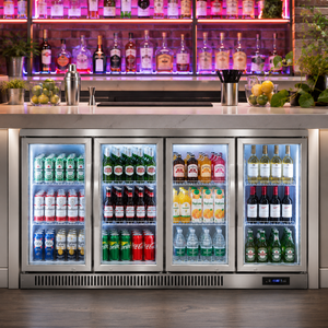 Réfrigérateur de bar encastrable sous comptoir avec 4 portes vitrées, refroidissement par compresseur, pour boissons - Product Image 3