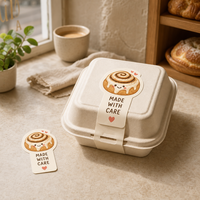 Autocollant d'étanchéité alimentaire mat personnalisé en PVC découpé à l'emporte-pièce, adhésif pour boîte de boulangerie et emballage cadeau avec impression de logo dessin animé Kawaii