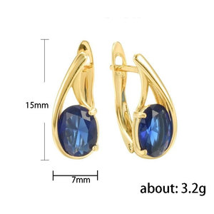 Vintage Blue Oval <b>Ear</b> <b>Cuff</b> <b>Earrings</b> for Women Simple Daily Wear <b>Ear</b> Accessories - Product Image 3