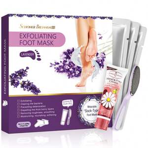 มาส์กลอกเท้า3แพ็คมาลาเวนเดอร์ผสมของเหลวสูตรสำหรับส้นเท้าแตกผิวตาย & แคลลัสเด็กทารกผิวนุ่มเรียบเนียน - Product Image 2